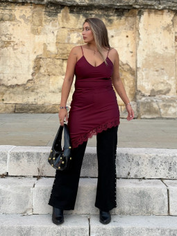 VESTIDO ASIMÉTRICO BURDEOS