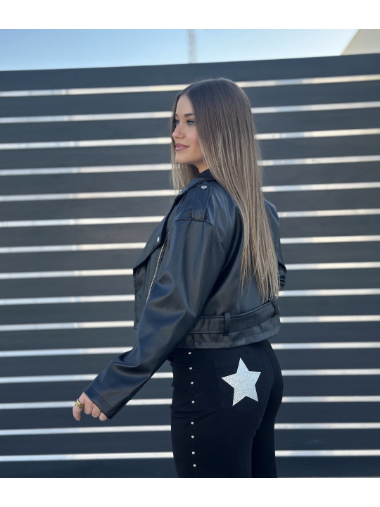 CHAQUETA POLIPIEL NEGRA