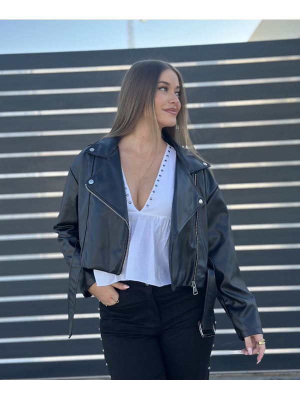 CHAQUETA POLIPIEL NEGRA