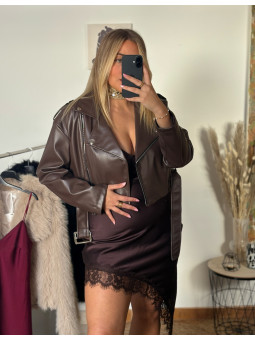 CHAQUETA POLIPIEL MARRÓN