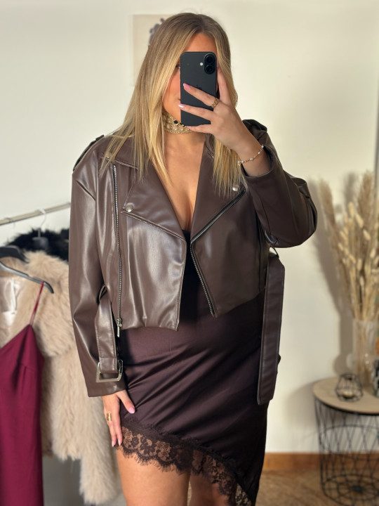 CHAQUETA POLIPIEL MARRÓN