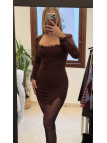 VESTIDO ENCAJE MARRÓN
