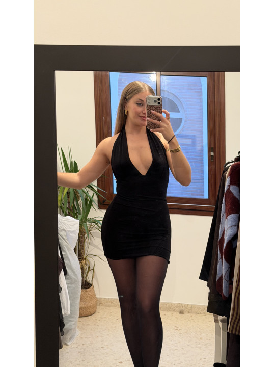 VESTIDO BRILLO NEGRO