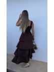 VESTIDO MARRÓN VOLANTES