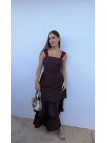 VESTIDO MARRÓN VOLANTES