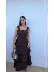 VESTIDO MARRÓN VOLANTES