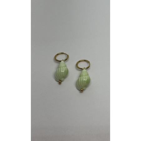 PENDIENTES CARACOLA VERDE