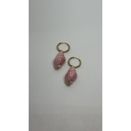 PENDIENTES CARACOLA ROSA